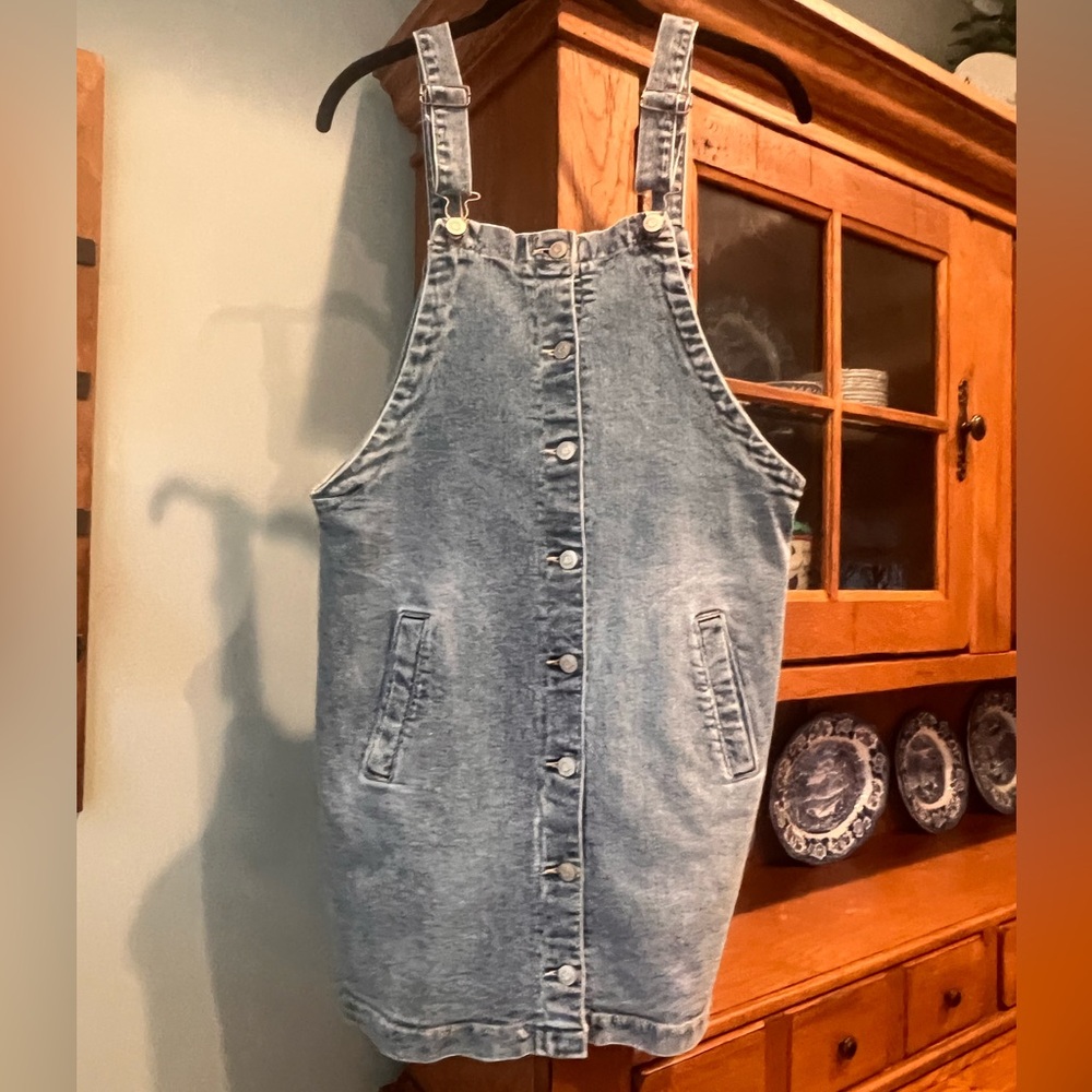 Celebrity Pink Light Blue Denim Overall Dress